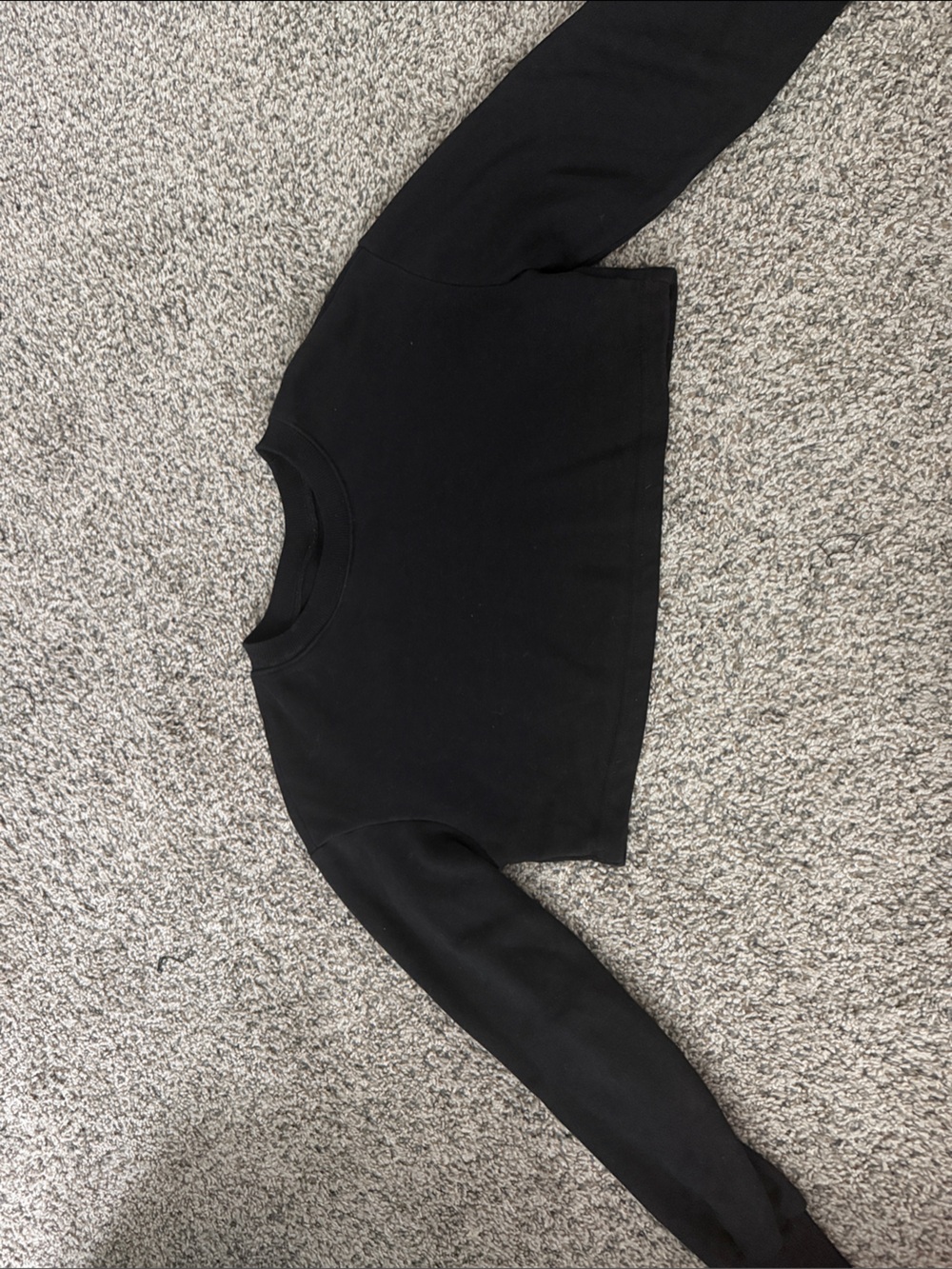 Classic Black Crewneck Crop Sweatshirt - Women